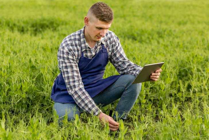 Farmer uses smart tools for crops